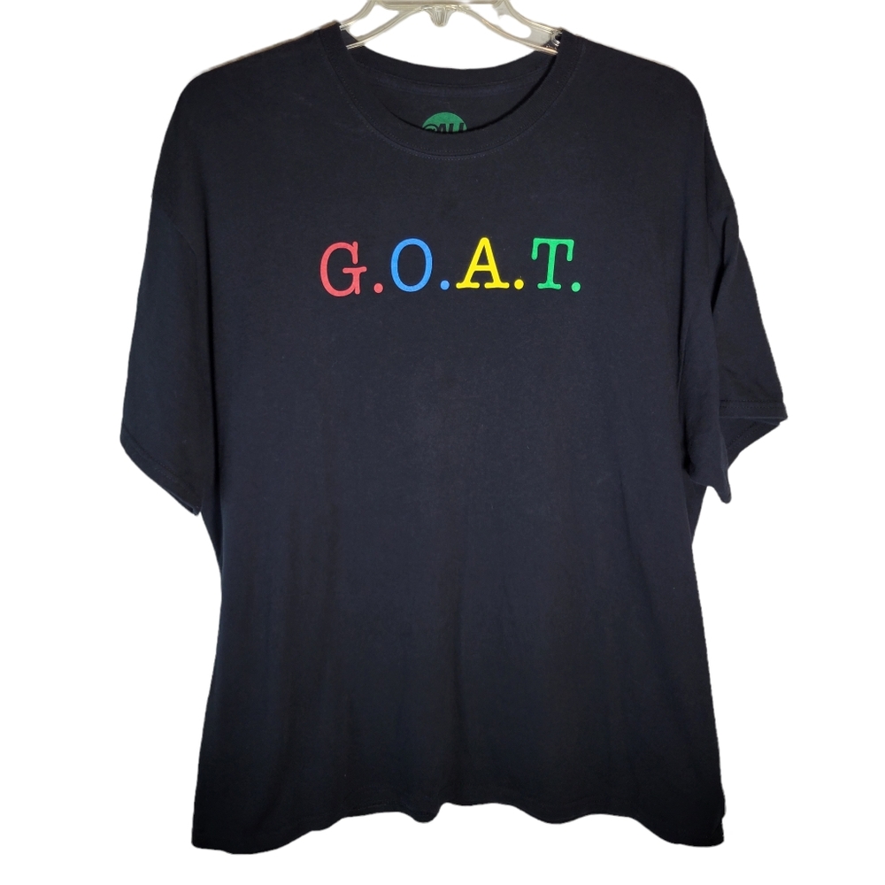 Black G.O.A.T. rainbow graphic text t-shirt Size 2X